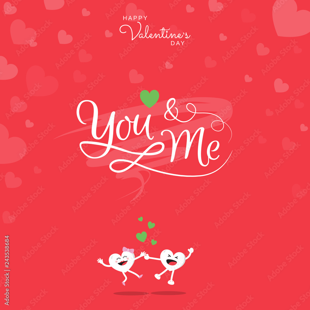 Happy Valentine's greeting card with handwritten calligraphy 