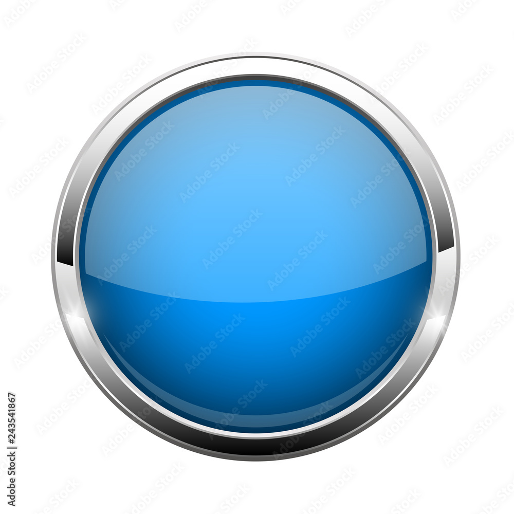 Blue glass button. Shiny round 3d web icon Blue glass button. Shiny round 3d web icon