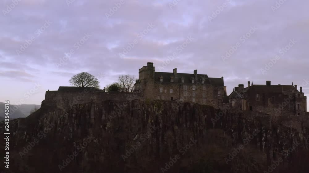 Aerial view of Stirling Castle on top of the rocky hill in central Scotland Aerial view of Stirling Castle on top of the rocky hill in central Scotland