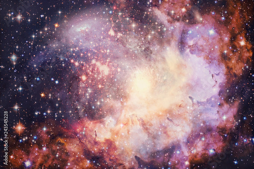 Abstract Artistic Multicolored Bright Nebula Galaxy In Deep Space Artwork Background