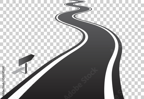 Winding road with white lines leaving over the horizon