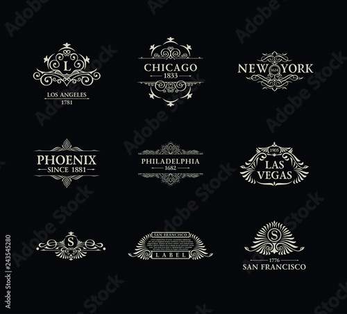 Calligraphic Luxury line logo. Flourishes elegant emblem monogram. Royal vintage divider design