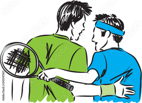 tennis player friends vector illustration