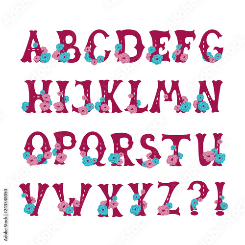 Hand drawn letters set decorated english alphabet