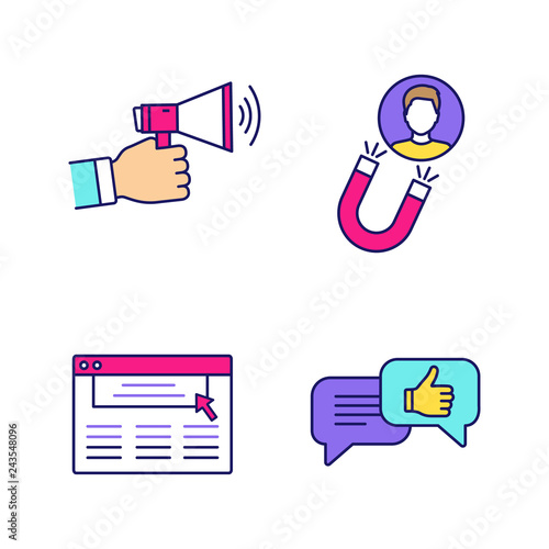 Customer retention and loyalty color icons set Free Download Customer retention and loyalty color icons set - GFXLoad