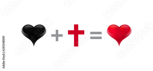 Obraz na płótnie Get rid of sin! Purification of the heart! Isolated in white background. Vector illustration w salonie