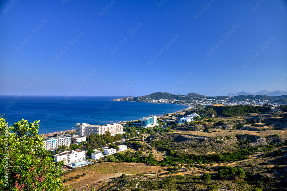 The view from the viewpoint of the mountains and beaches in Greece