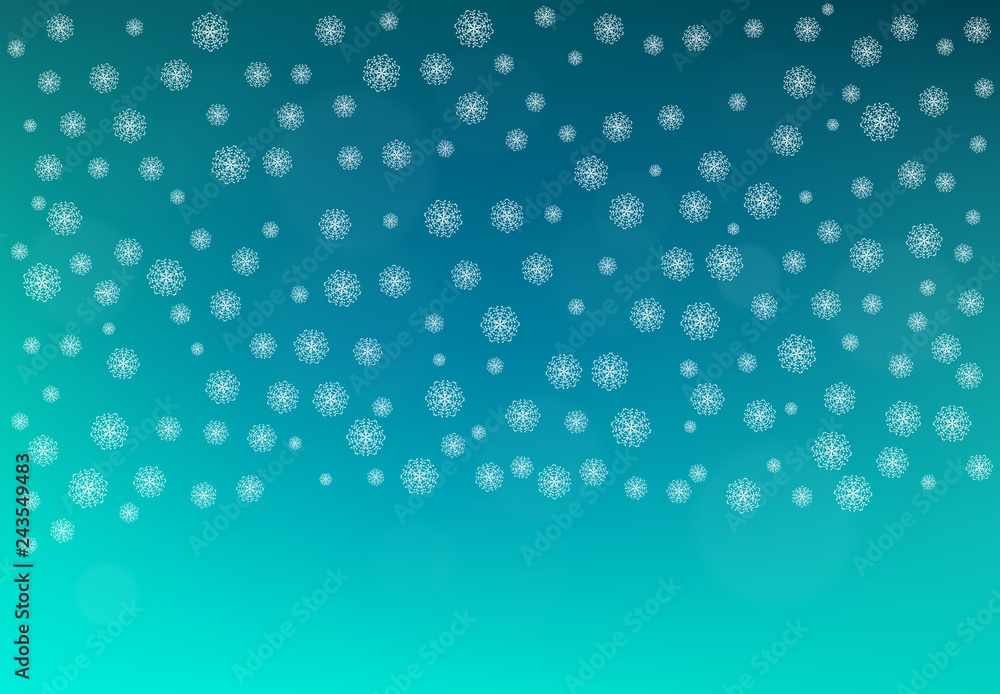 Winter background with falling snow and snowflakes