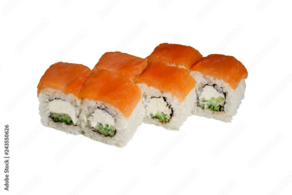 Japanese sushi on a white background with a clipping Japanese sushi on a white background with a clipping