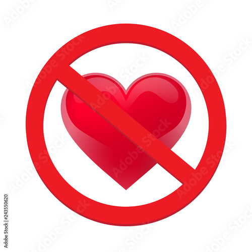 Free Download Ban love heart. Symbol of forbidden and stop love. Vector illustration - Vector - GFXLoad