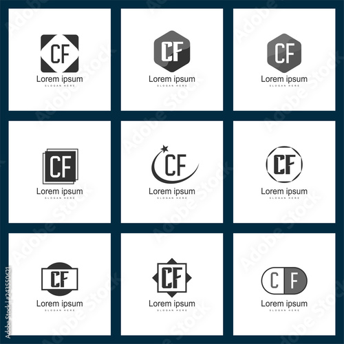 Set of letter logo. Initial CF Logo Template Vector Design