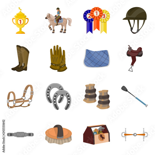 Vector illustration of horseback and equestrian sign. Collection of horseback and horse  vector icon for stock.