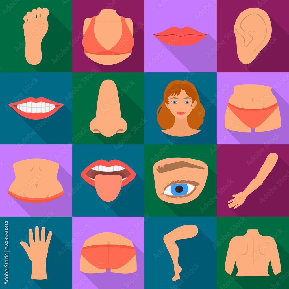 Isolated object of body and part icon. Collection of body and anatomy vector icon for stock.