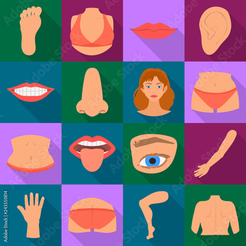 Isolated object of body and part icon. Collection of body and anatomy vector icon for stock.
