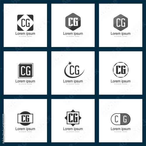 Set of letter logo. Initial CG Logo Template Vector Design