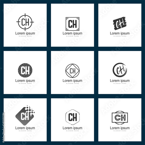 Set of letter logo. Initial CH Logo Template Vector Design