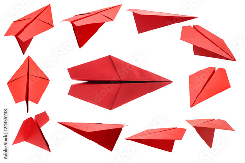 Red paper plane  isolated on a white background