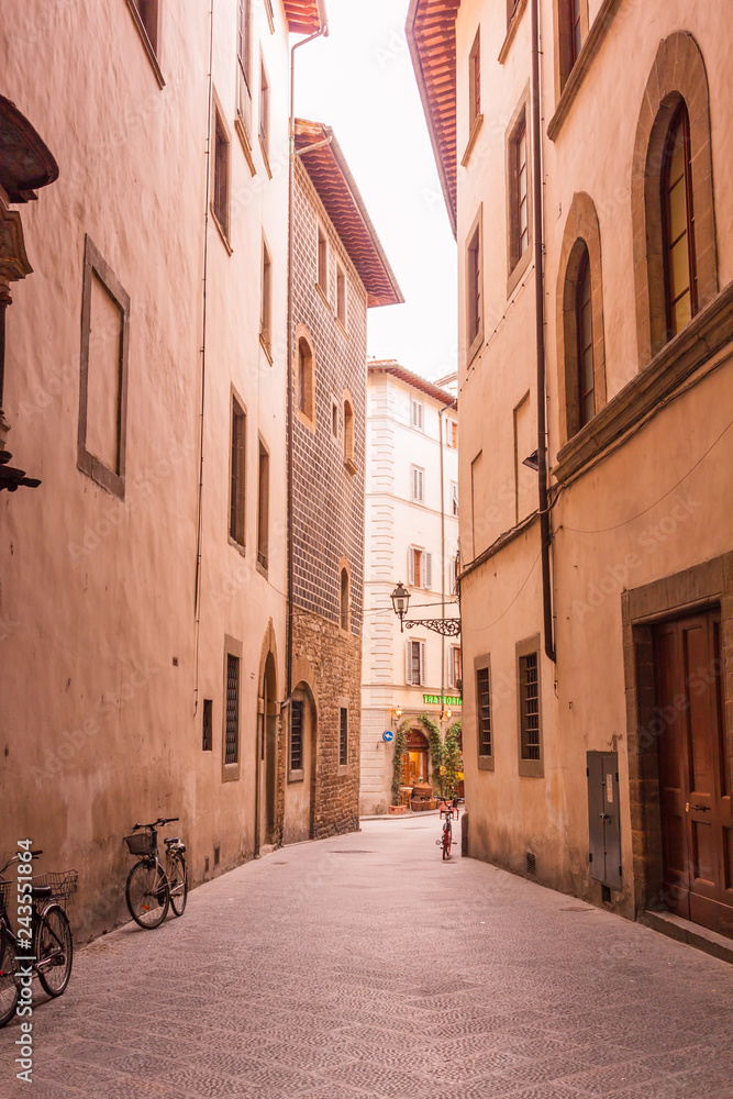 Cozy narrow street in Florence, Tuscany, Italy