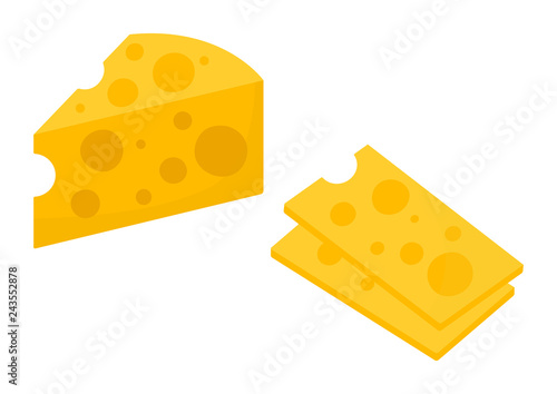 Colored cheese icon. Cheese slicer. Vector illustration