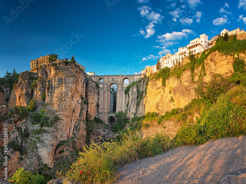 The Puente Nuevo New Bridge over Guadalevin River in Ronda, Andalusia, Spain