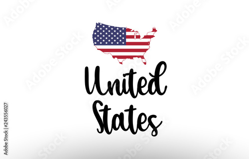 United States US country big text with flag inside map concept logo