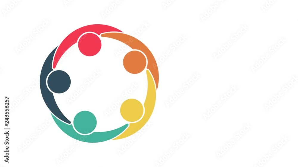 People logo. Group teamwork symbol of five persons in a circle.4K resolution motion graphic People logo. Group teamwork symbol of five persons in a circle.4K resolution motion graphic