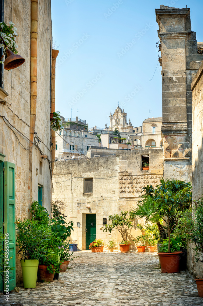 Naklejka premium Stare miasto w Materze, wpisane na Listę Światowego Dziedzictwa UNESCO, Europejska Stolica Kultury 2019. Basilicata, Włochy