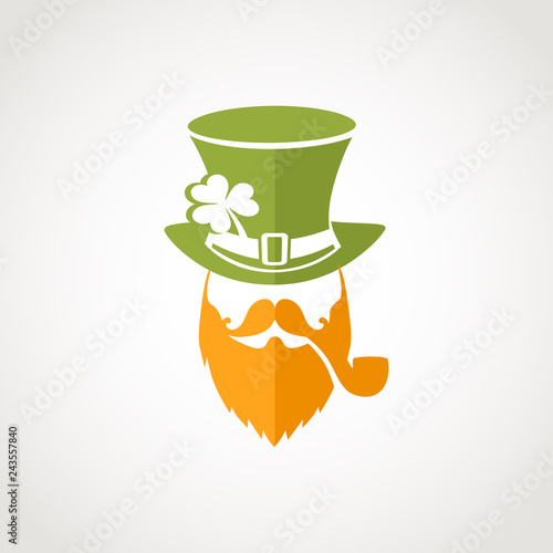 Leprechaun flat logo for St. Patrick's day