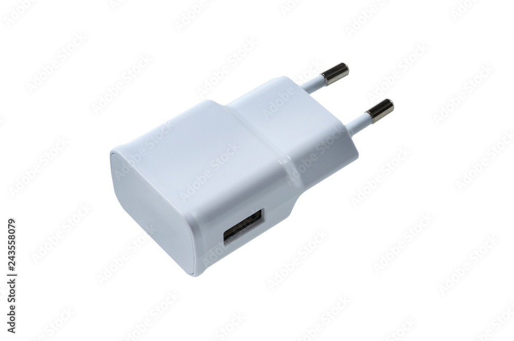 usb charger plug isolated on white background usb charger plug isolated on white background