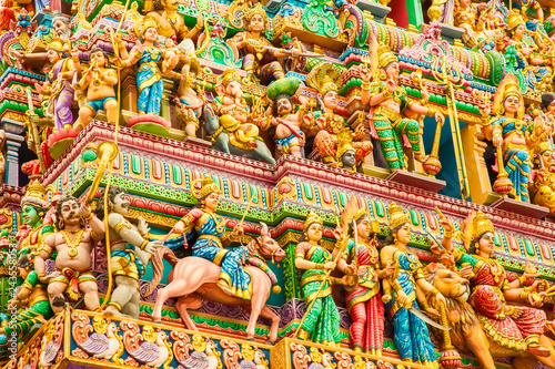 Photography Fragment of decorations of the Hindu Sri Veeramakaliamman temple, Singapore