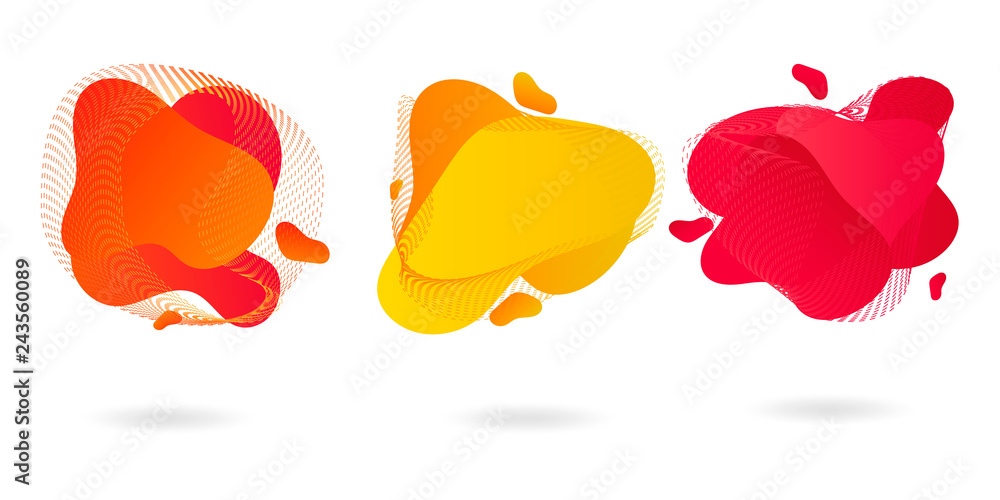 Set of abstract modern graphic elements. Dynamical colored forms and line. Gradient abstract banners with flowing liquid shapes. Template for the design of a logo, flyer or presentation. Set of abstract modern graphic elements. Dynamical colored forms and line. Gradient abstract banners with flowing liquid shapes. Template for the design of a logo, flyer or presentation.