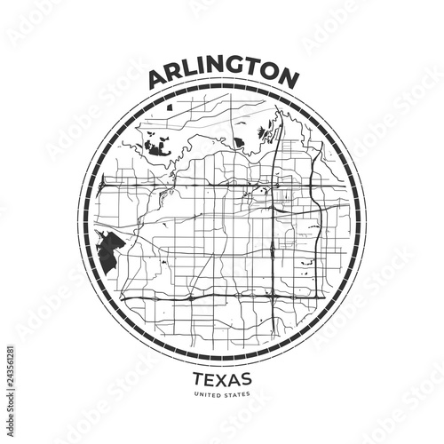 T-shirt map badge of Arlington, Texas photo