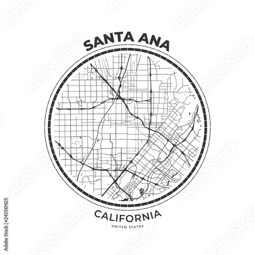 T-shirt map badge of Santa Ana, California photo