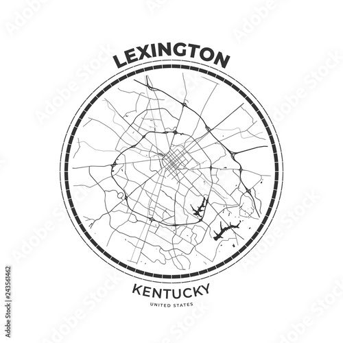 T-shirt map badge of Lexington, Kentucky