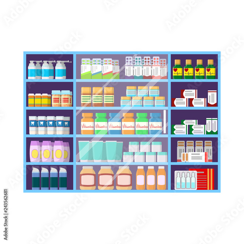 Vector illustration of pharmacy and pharmaceutical sign. Collection of pharmacy and health stock symbol for web.