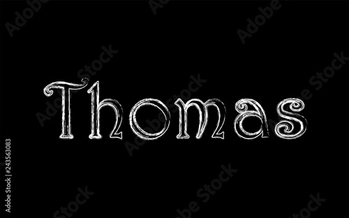 Thomas male name. Grunge style. Vintage hystorical typeface art design. Lineage concept. Old style sign. Vector illustration