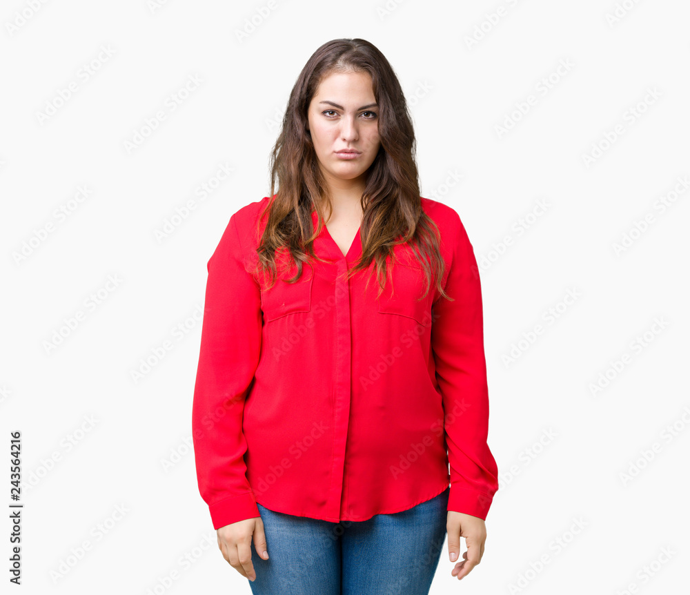 Beautiful plus size young business woman over isolated background depressed and worry for distress, crying angry and afraid. Sad expression. Beautiful plus size young business woman over isolated background depressed and worry for distress, crying angry and afraid. Sad expression.