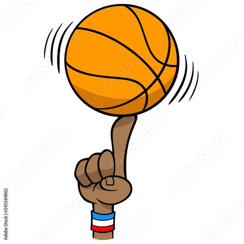 Basketball Spinning on Finger - A vector cartoon illustration of a Basketball Spinning on Finger.