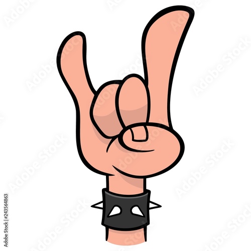 Rock and Roll Hand Sign - A vector cartoon illustration of a Rock and Roll Hand Sign.