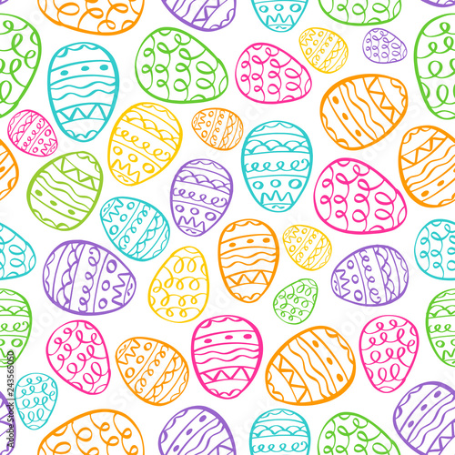 happy easter vector background eggs cartoon doodle seamless pattern