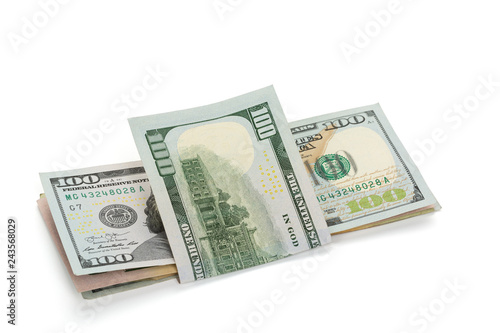 Stack of US-Dollar Banknotes, isolated on white