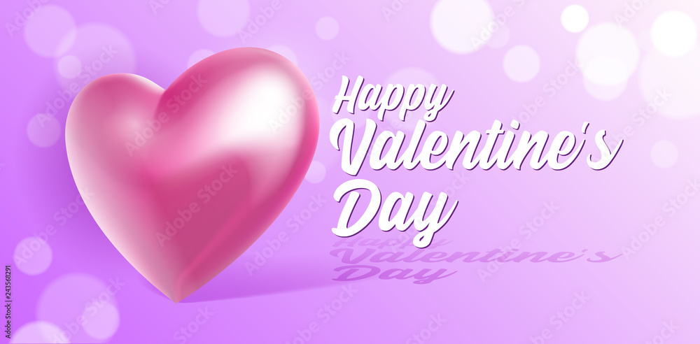 Valentine's Day Banner 3D Heart Background. Red, White, Pink. Postcard, Love Message or Greeting Card. Place For Text. Ready For Your Design, Advertising. Vector Illustration. EPS10