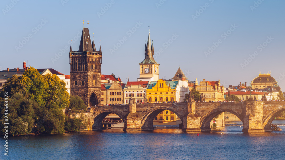 View from the Charles bridge to Smetana museum on the right bank of the river Vltava in the Old Town of Prague. It is dedicated to the life and works of famous Czech composer Bedrich Smetana.