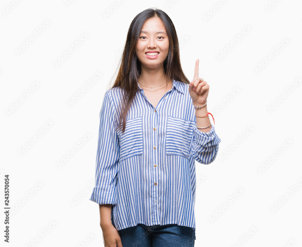 Young asian woman over isolated background pointing finger up with successful idea. Exited and happy. Number one. Young asian woman over isolated background pointing finger up with successful idea. Exited and happy. Number one.