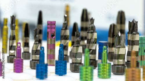 Clouse up of drills with cutters for milling