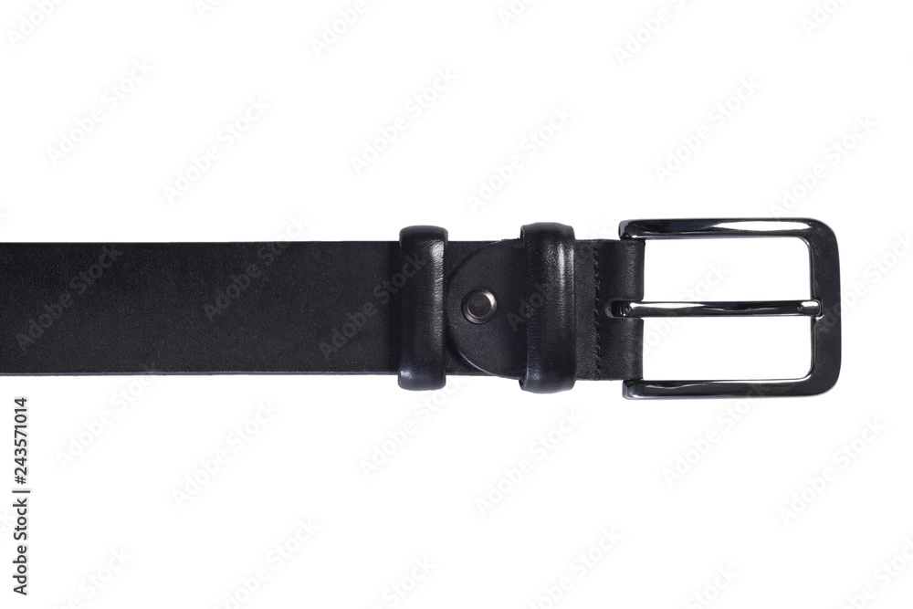 Black leather belt isolated on white background Black leather belt isolated on white background