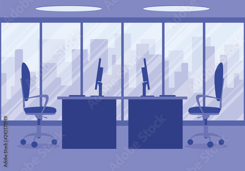 Design of a modern office designer workplace in purple