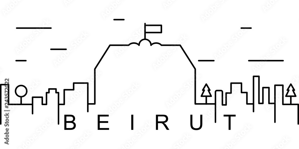 Fototapeta premium Ikona zarys Bejrutu. Może być używany do sieci, logo, aplikacji mobilnej, interfejsu użytkownika, UX