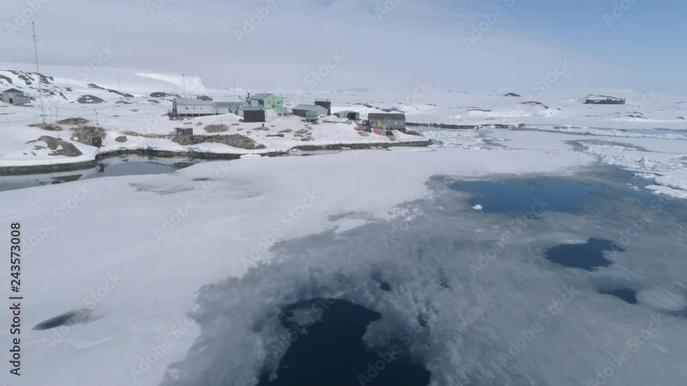 Antarctica Vernadsky Polar Station Aerial View. Arctic Spring Nature Wildlife Top Drone Flight Shot. Pole Animal Crabeater Seal Gull at Ocean Bay Base. Climate Change Research Concept Footage 4K (UHD) Antarctica Vernadsky Polar Station Aerial View. Arctic Spring Nature Wildlife Top Drone Flight Shot. Pole Animal Crabeater Seal Gull at Ocean Bay Base. Climate Change Research Concept Footage 4K (UHD)