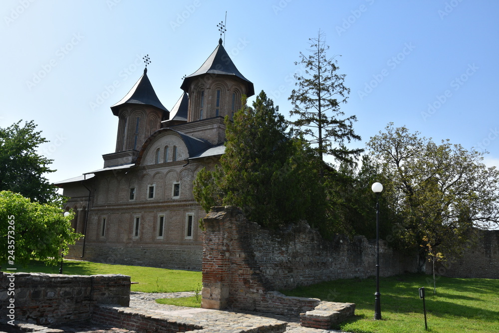Fototapeta premium Ruins of Curtea Domneasca ,Targoviste, Romania,2017,church view